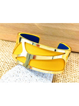 Bracelet métal argent fond jaune 