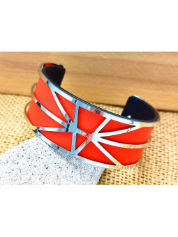 Bracelet rouge métal argenté 