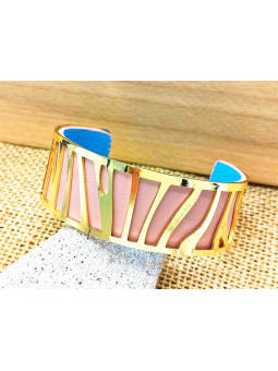 Bracelet rose métal courbe doré 