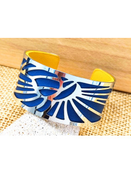 Bracelet bleu roi rayons argentés 