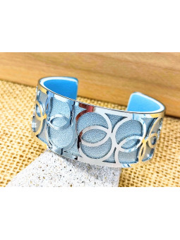 Bracelet argenté anneaux métal 