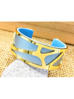 Bracelet métal ajouré doré fond argent 