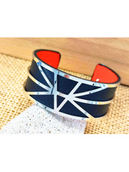 Bracelet noir tiges argentées 