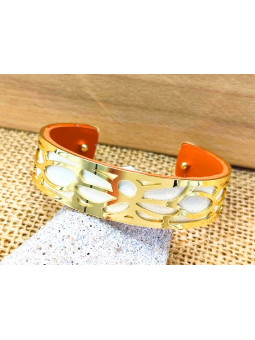 Bracelet blanc pétales dorés 