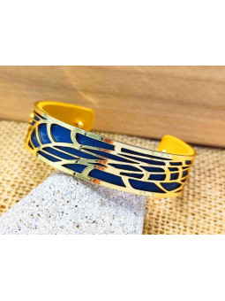 Bracelet bleu roi métal ajouré doré 