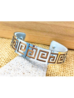 Bracelet cuivre frise argentée 