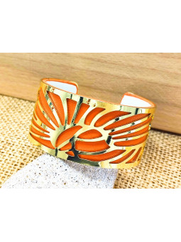 Bracelet métal doré fond camel 