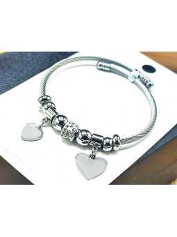 Bracelet Acier Inoxydable 2 cœurs 