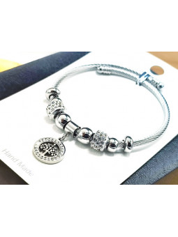 Bracelet Acier Inoxydable arbre de vie strass 