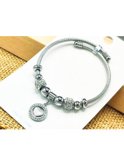 Bracelet Acier Inoxydable auréole strass 