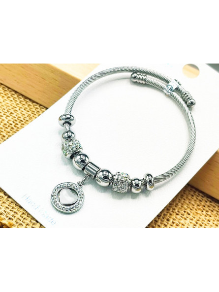 Bracelet Acier Inoxydable auréole strass 