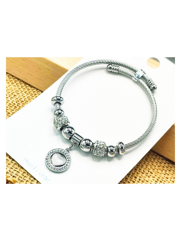 Bracelet Acier Inoxydable auréole strass 