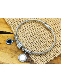 Bracelet Acier Inoxydable rondeurs noir blanc 