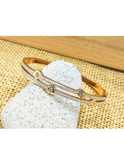 Bracelet Acier Inoxydable trio pierres blanches 