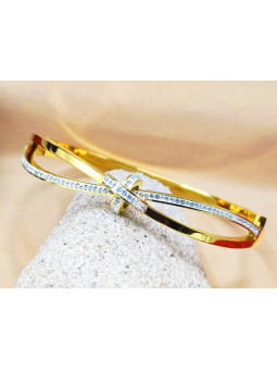 Bracelet Acier Inoxydable nœud pierres blanches 