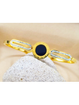 Bracelet Acier Inoxydable ellipses strass rondeur 