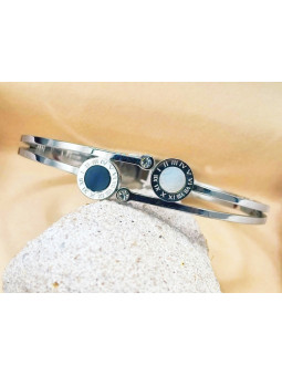 Bracelet Acier Inoxydable argent rondeurs chiffres romains 