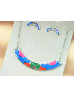 Parure Acier inoxydable émail bleuté 