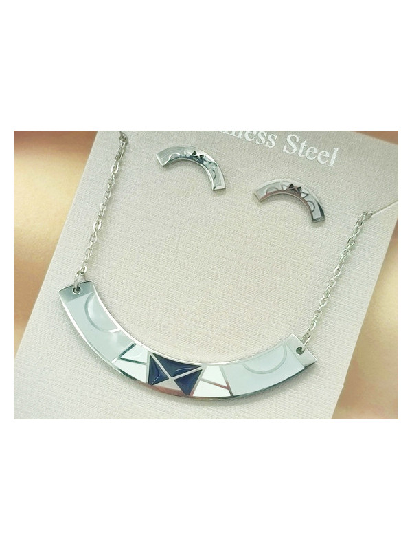 Parure Acier inoxydable courbe noir & blanc 