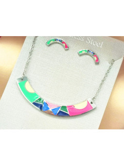 Parure Acier inoxydable arc émail multicolore 