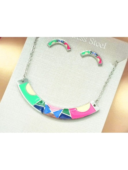 Parure Acier inoxydable arc émail multicolore 