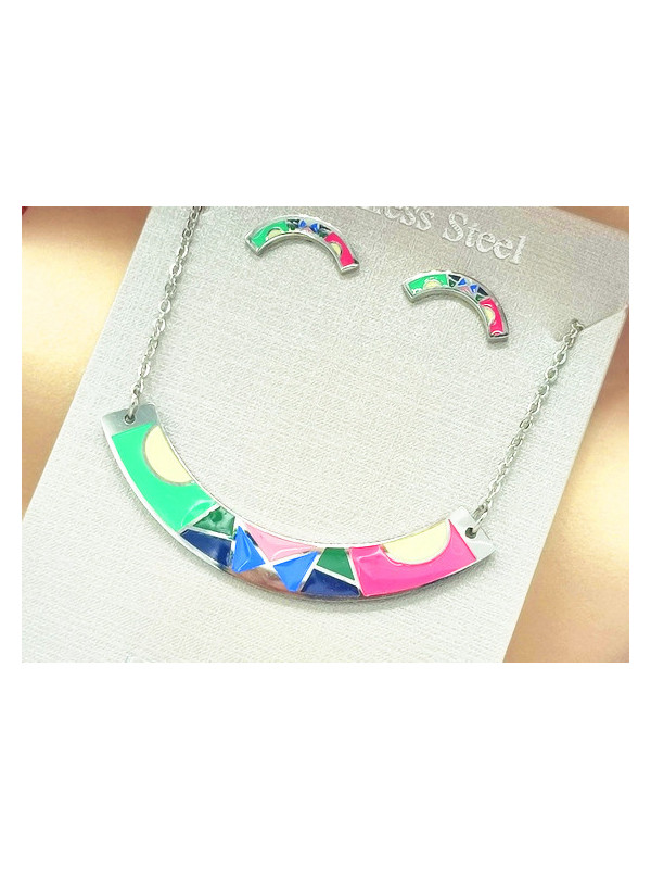 Parure Acier inoxydable arc émail multicolore 