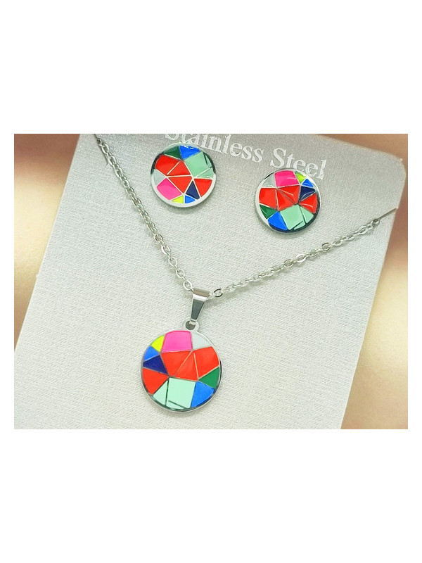 Parure Acier inoxydable rondeur motifs fragmentés 