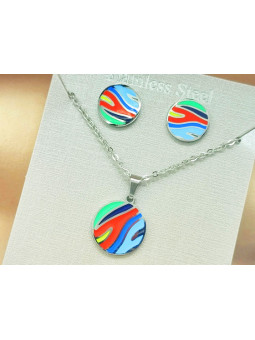 Parure Acier inoxydable plateau arc en ciel 