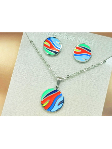 Parure Acier inoxydable plateau arc en ciel 