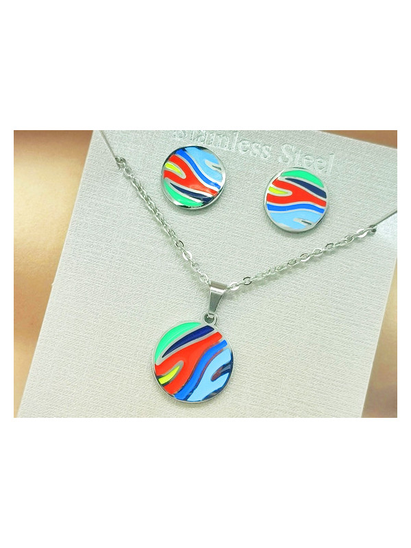 Parure Acier inoxydable plateau arc en ciel 