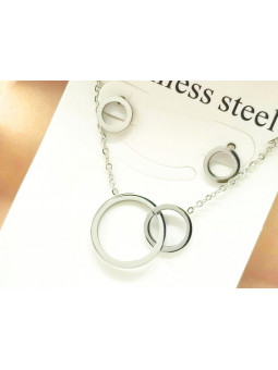 Parure Acier inoxydable duo anneaux argentés 