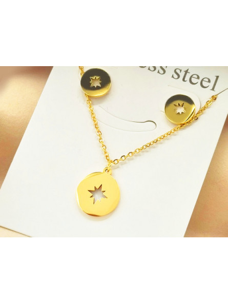 Parure Acier inoxydable rondeur dorée étoile ajourée 