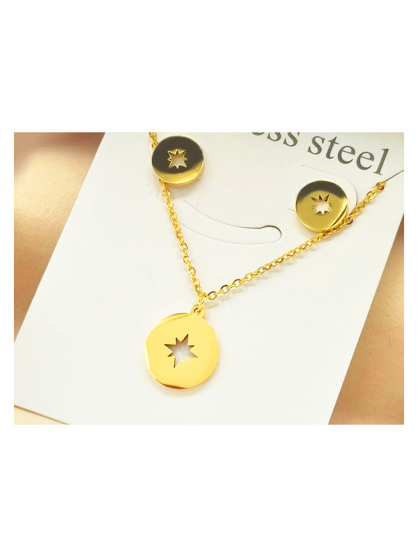 Parure Acier inoxydable rondeur dorée étoile ajourée 