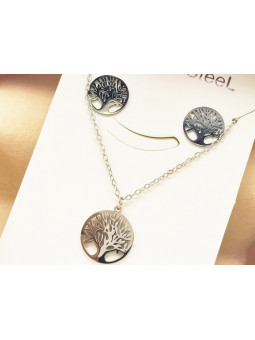 Parure Acier inoxydable arbre de vie argenté 