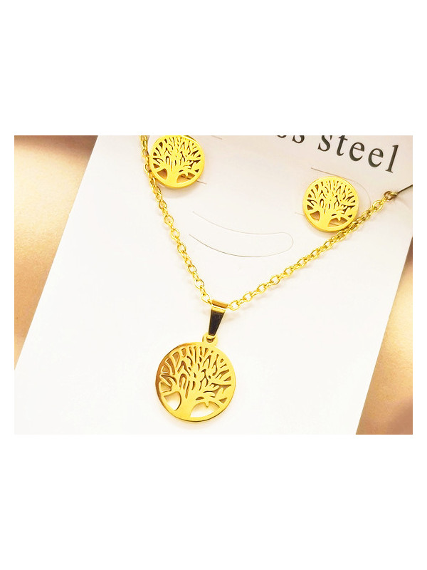 Parure Acier inoxydable arbre de vie doré 