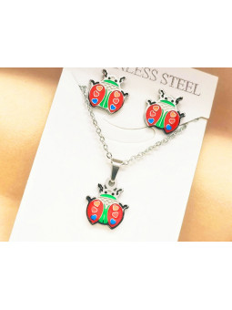 Parure Acier inoxydable coccinnelle colorée 