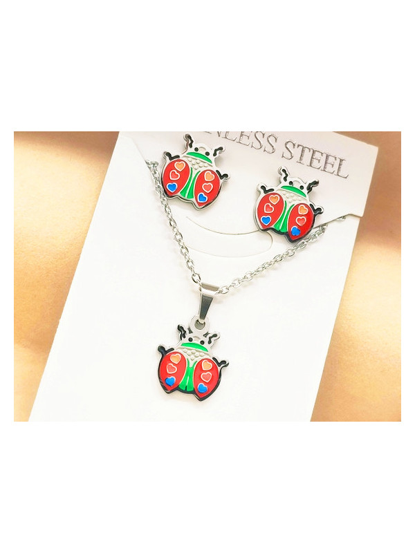 Parure Acier inoxydable coccinnelle colorée 
