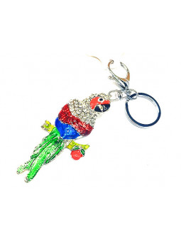 Porte clés perroquet strass 