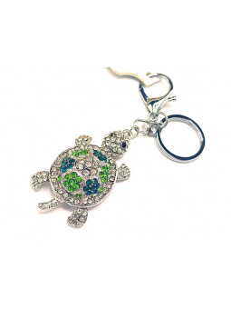 Porte clés tortue strass verts 