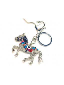 Porte clés cheval strass multicolores 