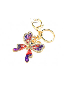 Porte clés papillon violet strass 