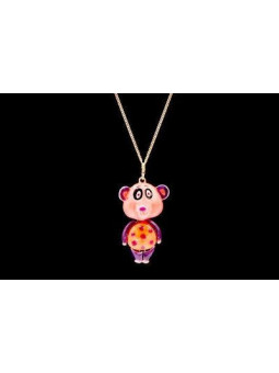 Collier sautoir panda rose