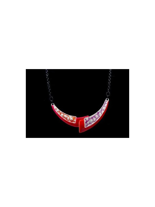 Collier Chaîne IKITA Paris – Émail Beige/argent/braun – Longueur 48 Cm – Sans Nickel